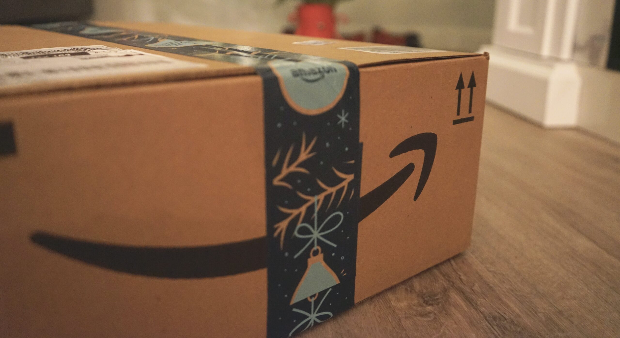 Amazon Box with Christmas Tape