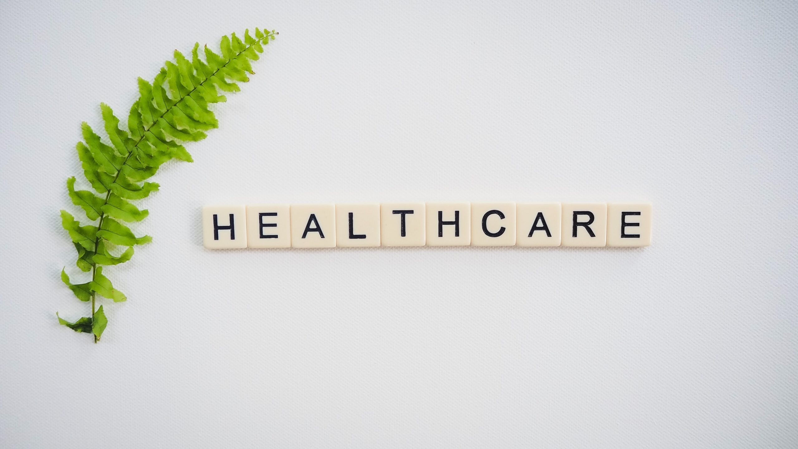 Healthcare spelled out on square blocks