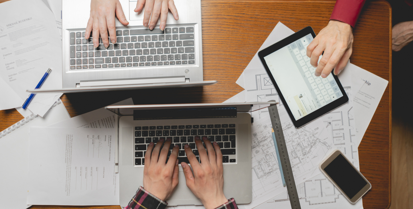team of professional designers in co-working office