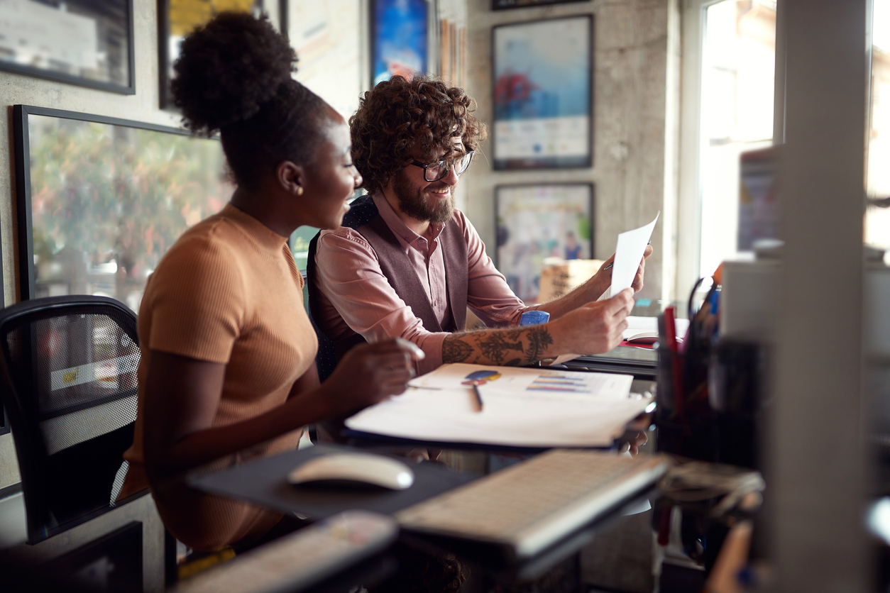 Male and Female Professionals Working Together